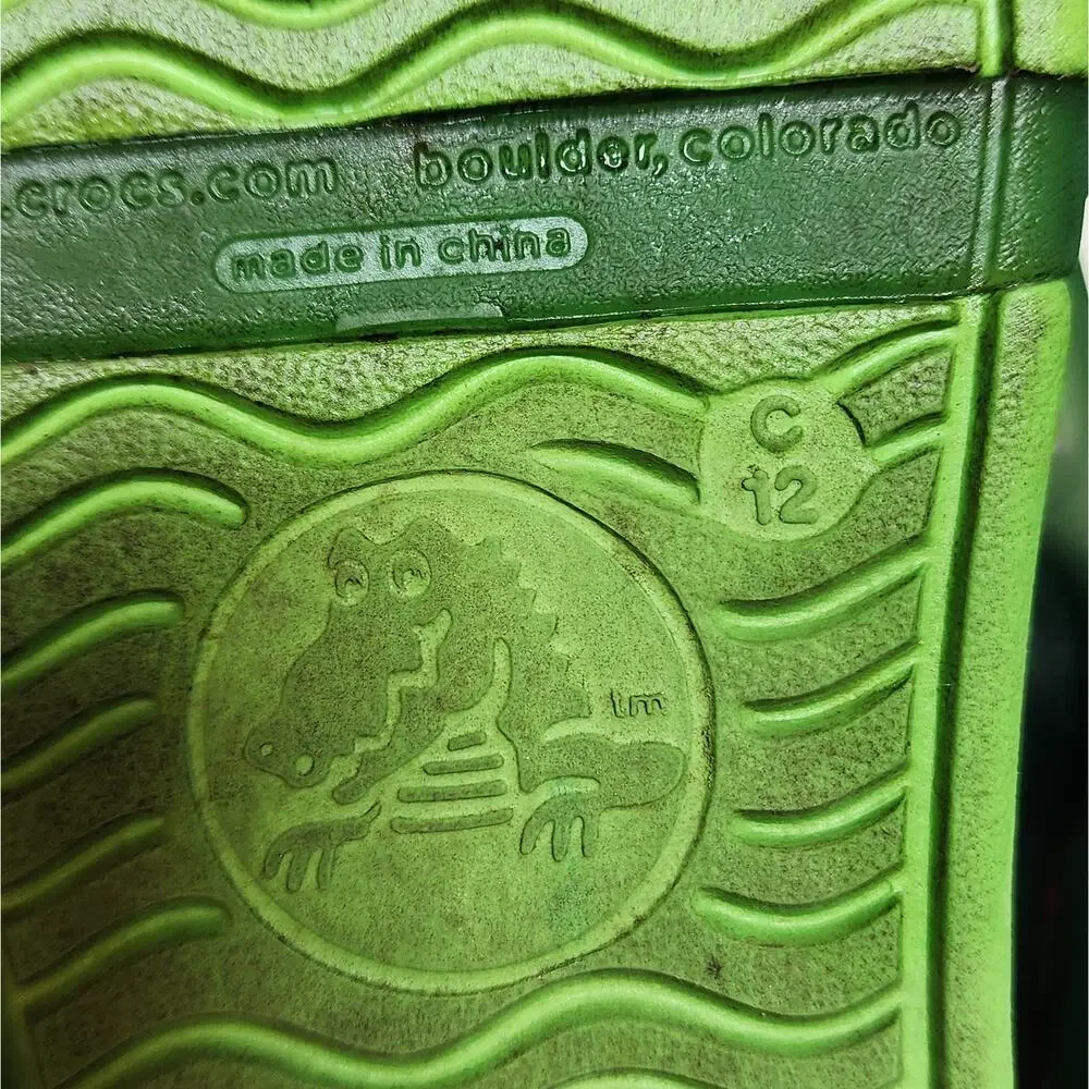 Crocs Shirley Girls Green Flower Cut-Out Sandals Size 12 Kids
